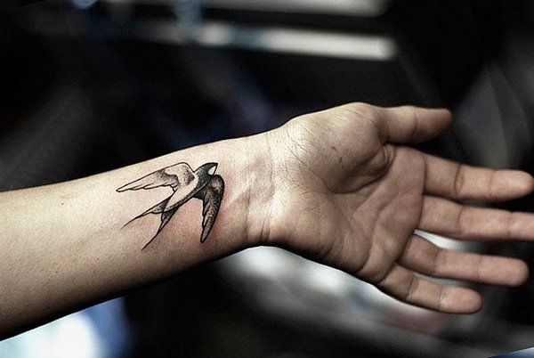 bird tattoo swallow on wrist