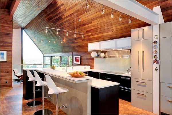 contemporary kitchen ideas black white cabinets wood flooring and ceiling design