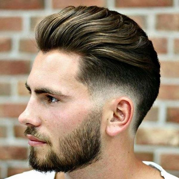 cool hairstyles for men brushed back with fade undercut