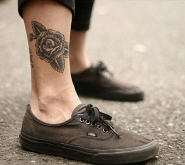 flower ankle tattoos rose mens ideas