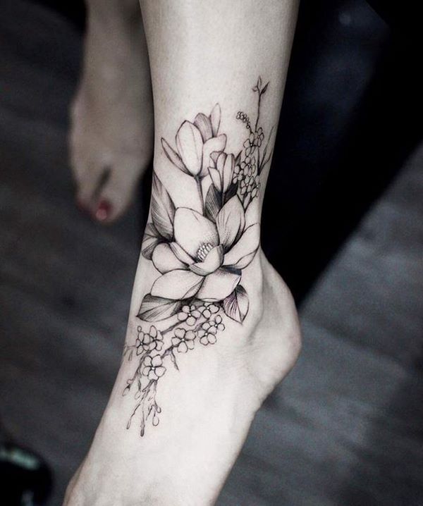 flower tattoos ideas ankle and foot designs