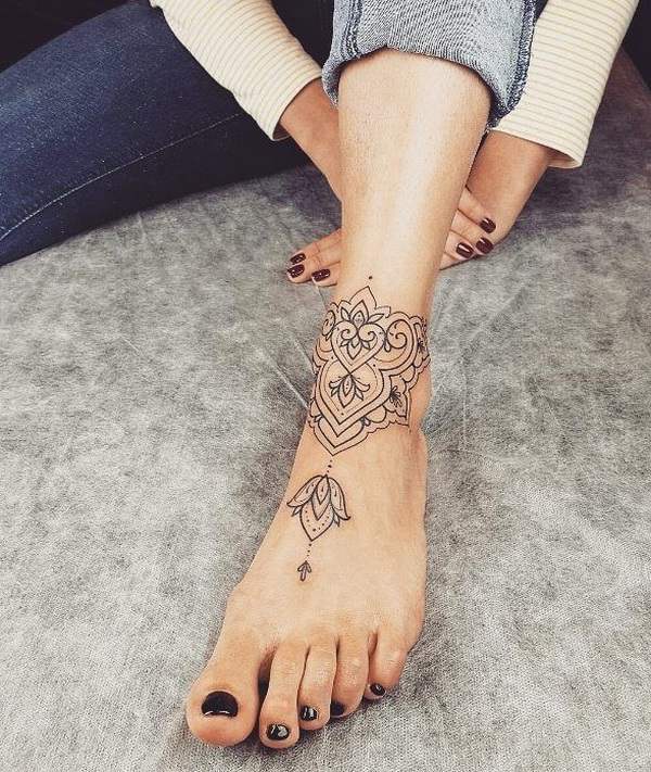 mandala tattoo ideas for women ankle bracelet