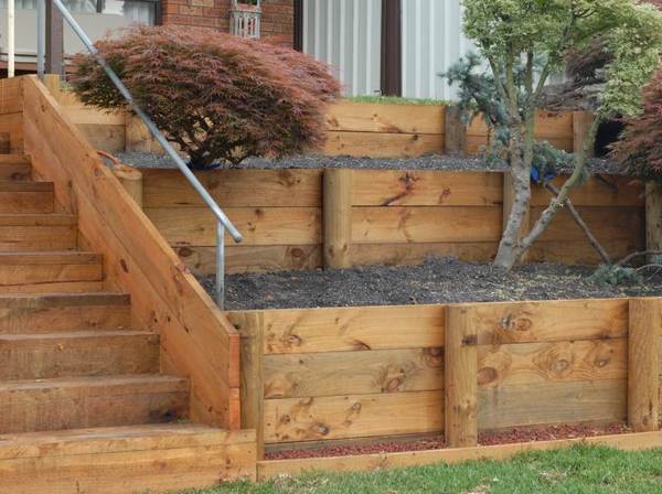 Wood Retaining Wall Ideas Landscape Designs With Great Visual Appeal - Diy Timber Retaining Wall Ideas
