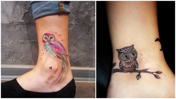 small owl tattoos on ankle womens tattoos ideas