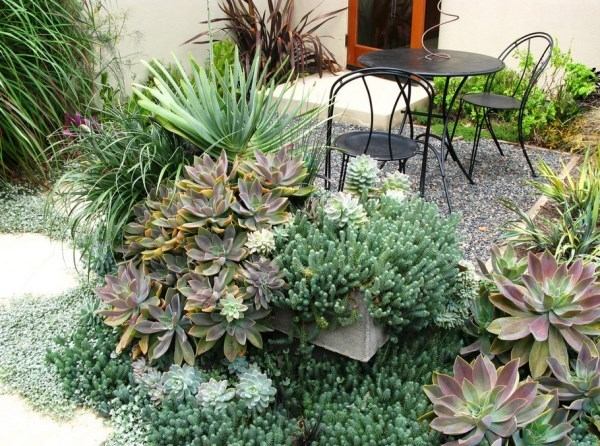 small patio decorating ideas succulents and pea gravel