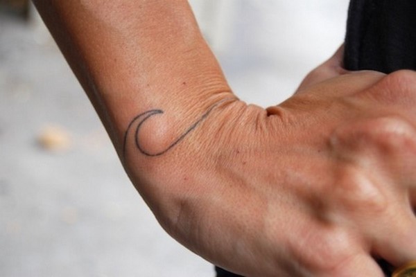 small wave tattoo on wrist for men and women
