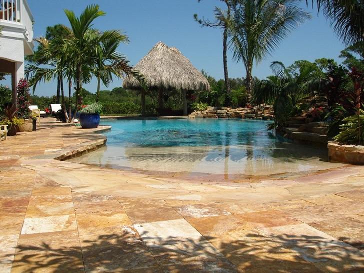travertine pool deck tropical decor stone pavers advantages