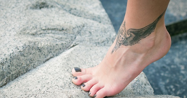 womens tattoo design ideas ankle tattoo wings and skull