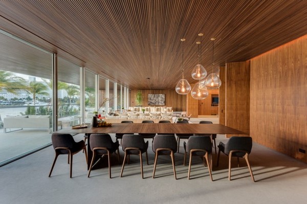 wooden walls and ceiling modern dining room decorating ideas