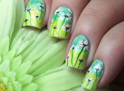 best-spring-gel-nails-ideas-daisies