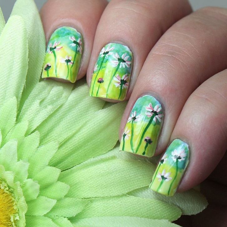 best spring gel nails ideas daisies