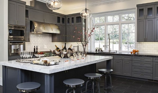 contemporary kitchen design ideas with dark gray cabinets