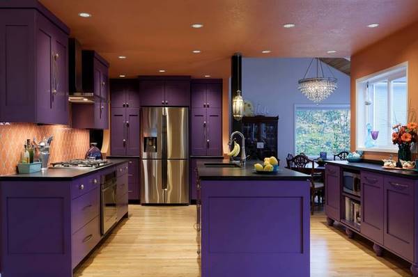 dark kitchen cabinets ideas purple color