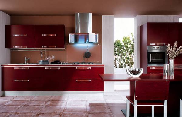 dark red cabinets color stylish kitchen design ideas