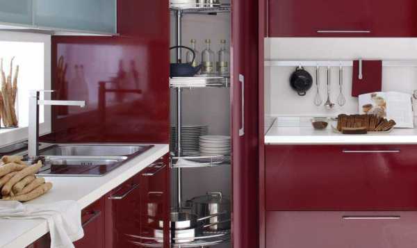 dark red cabinets in modern kitchen design