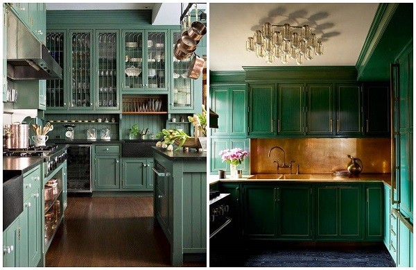 exclusive kitchen designs with dark green cabinets