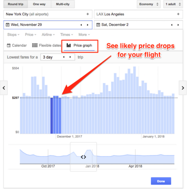 google flights application tool graphic price