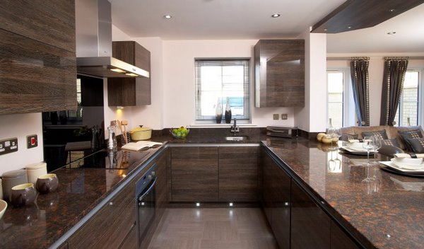 modern kitchen design with dark cabinets