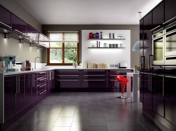 purple kitchen interior design modern cabinets