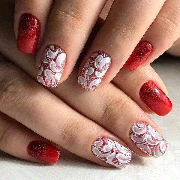 red and white nail art beautiful gel nails ideas