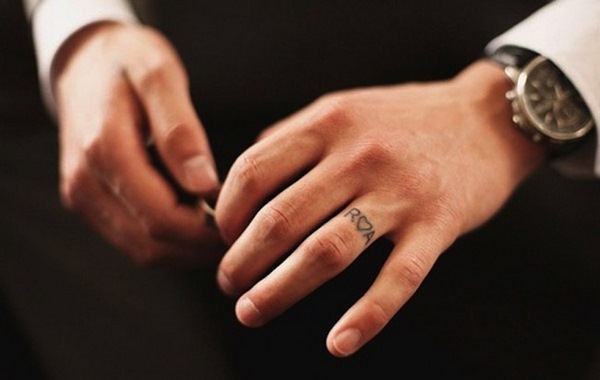 wedding ring tattoo initials plus heart