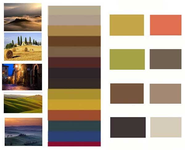 Color palette for Tuscan style kitchen design