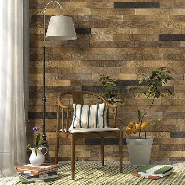 DIY accent wall ideas self adhesive wood tile