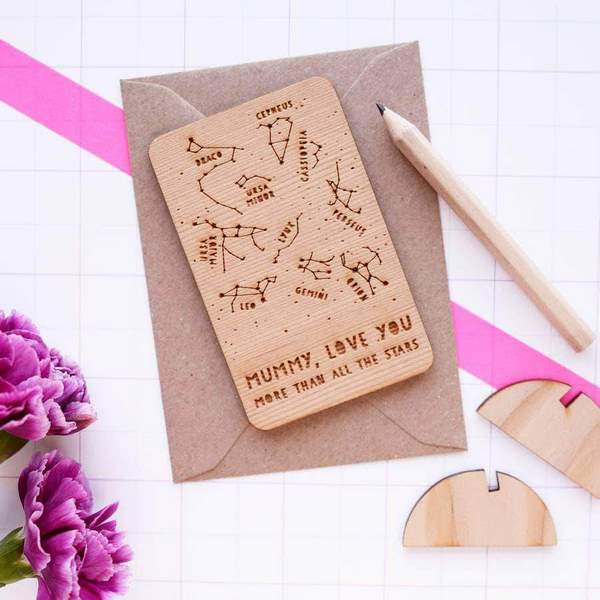 gift ideas wooden star constellations card