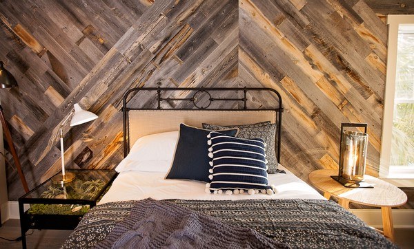 Peel and stick wood wall tiles ideas bedroom accent wall