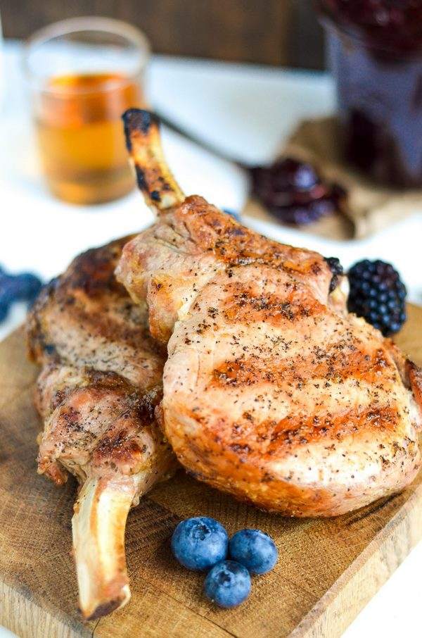 grilled chops with bourbon BBQ sauce