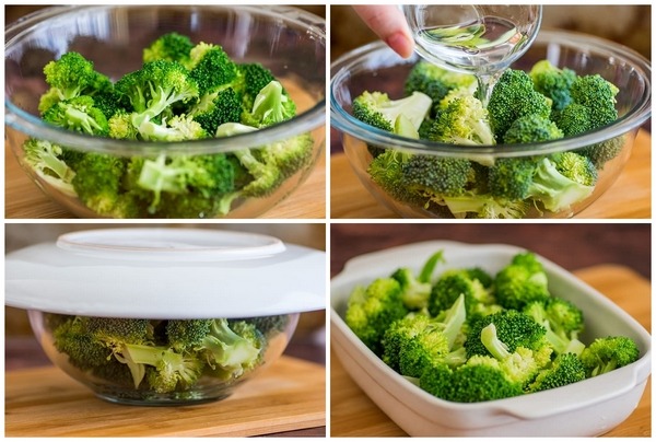 how to steam broccoli in the microwave step by step