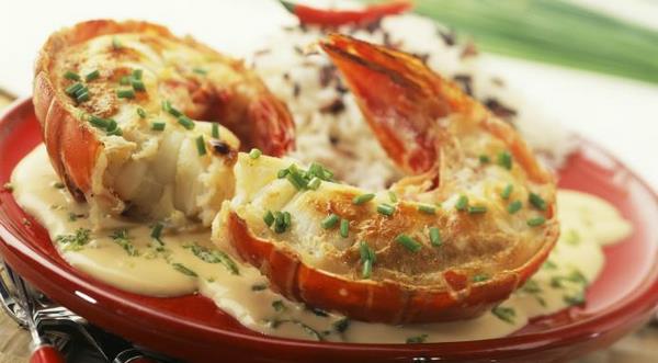 lobster tails with sauce