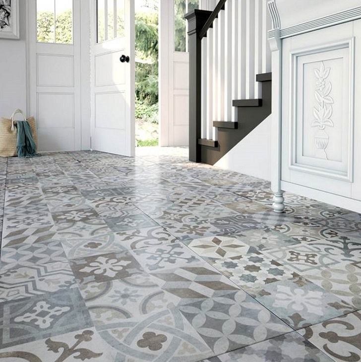 floor tiles flooring patterned diy vinyl hallway easy stick peel options entry tile grey orient ads quick decor