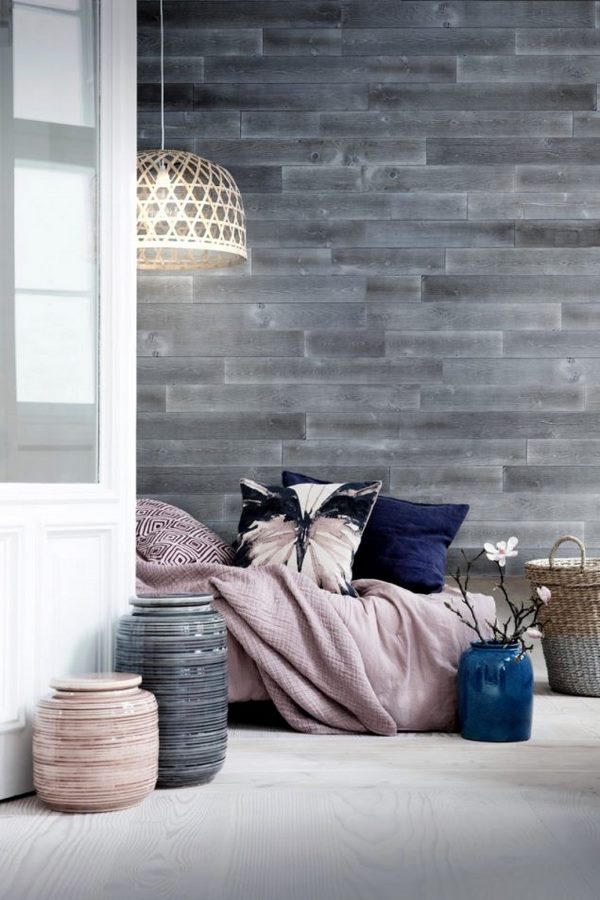 self adhesive wooden panels in grey color wall decorating ideas