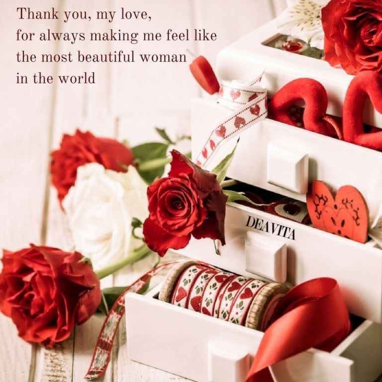 romantic messages and cards Thank you my love