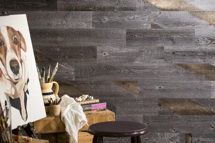 self adhesive reclaimed wood planks gray brown color