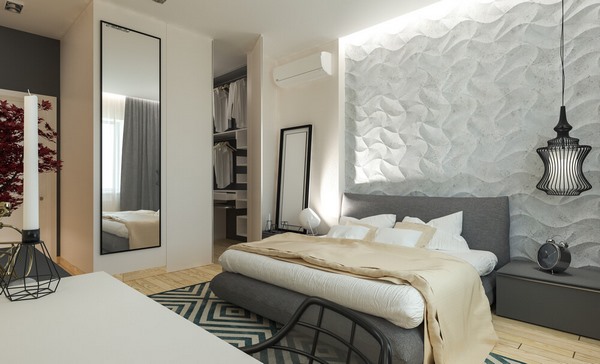 contemporary bedroom interior design ideas accent wall modern lighting