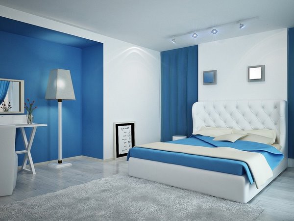 how to use blue color in bedroom interior