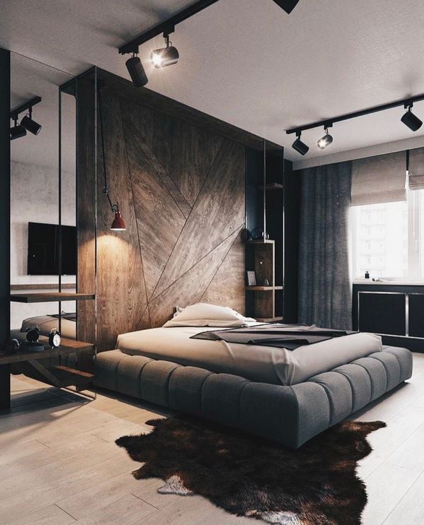 modern master bedroom ideas platform bed accent wall