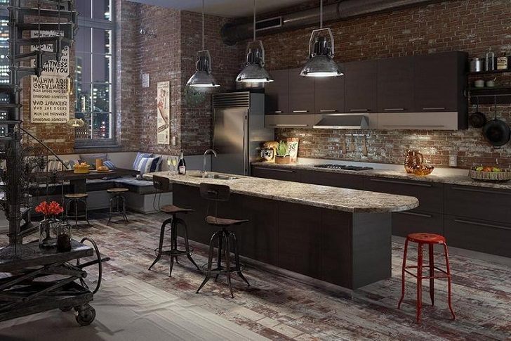 best loft kitchen design ideas industrial decor ideas brick wall lighting