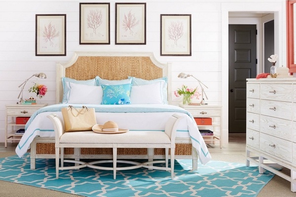 coastal master bedroom furniture seagrass bed headboard wall decoration