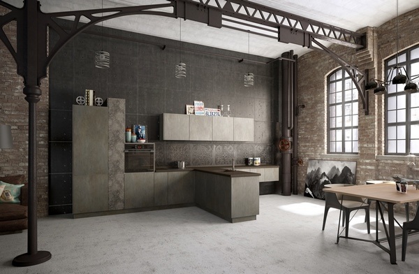 contemporary kitchen loft style ideas exposed brick wall industrial decor
