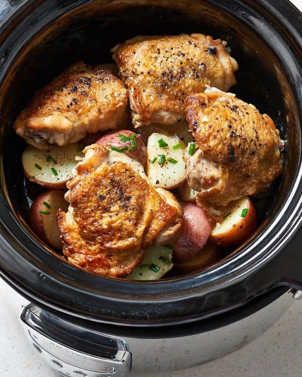 easy slow cooker chicken recipes thighs and potatoes
