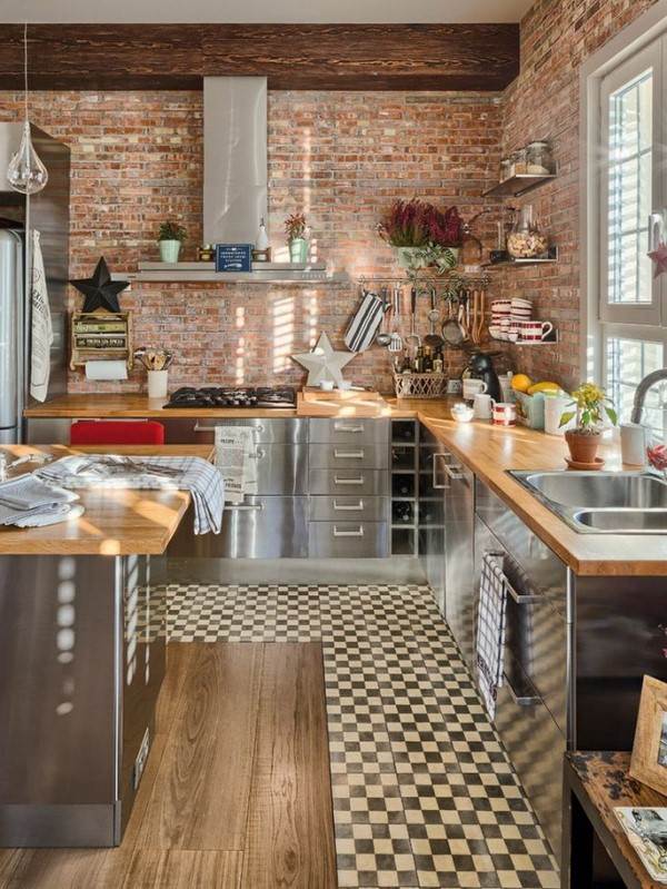 kitchen remodel industrial style decorating ideas materials brick stainless steel