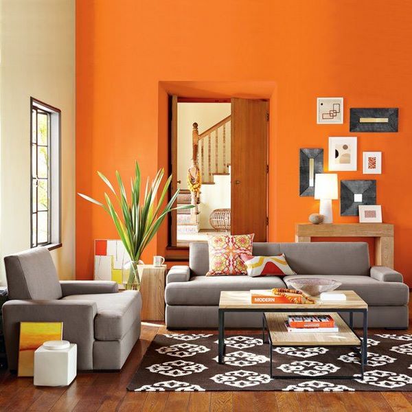 living room decorating ideas color schemes orange accent wall
