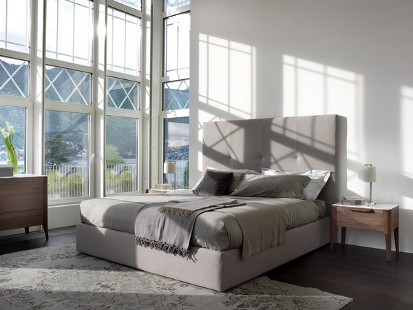 modern bedroom furniture upholstered bed wooden bedside table