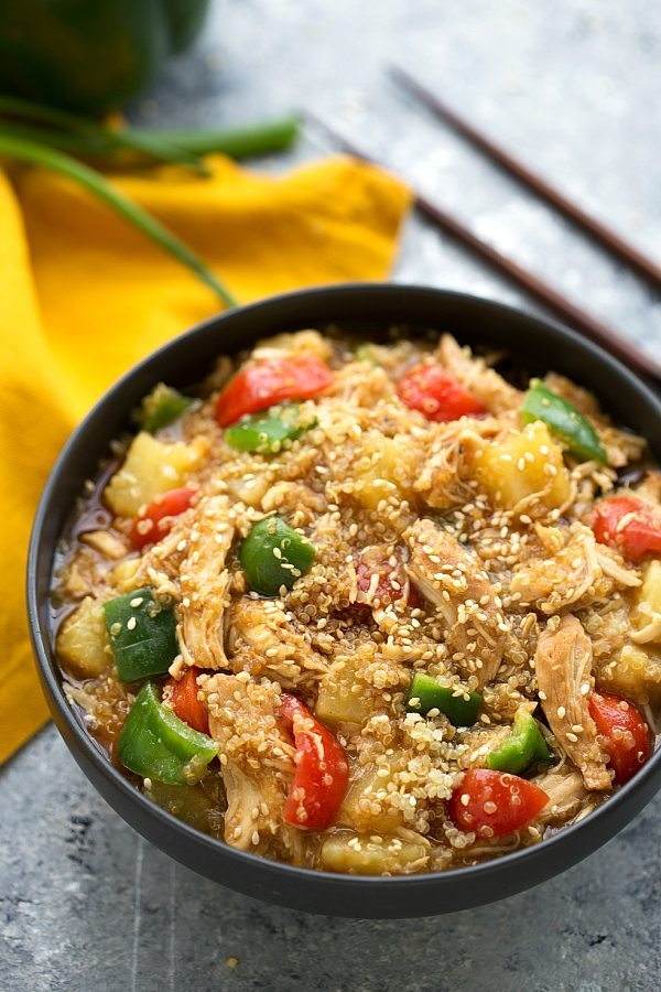 slow cooker chicken teriyaki with quinoa and vegetables