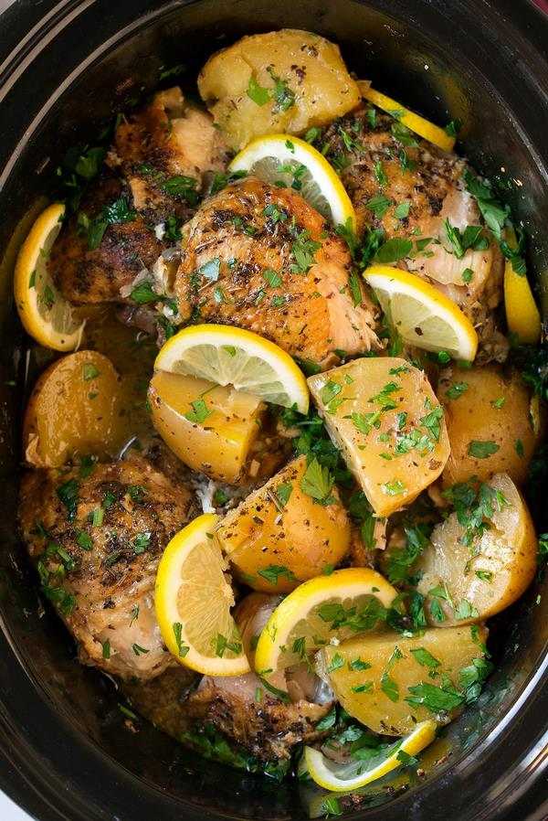 slow cooker chicken thighs with lemon and potatoes