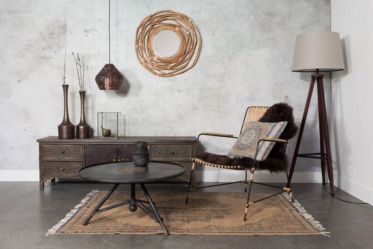 vintage rug and furniture in contemporary interior design