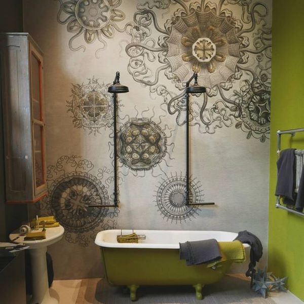 wall decorating ideas bathroom wallpaper claw foot tub